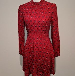 Long sleeve high neck fitted dress